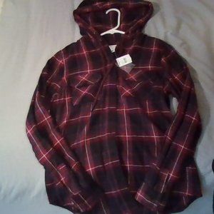 Tilly's maroon flannel, with hood, BRAND NEW!